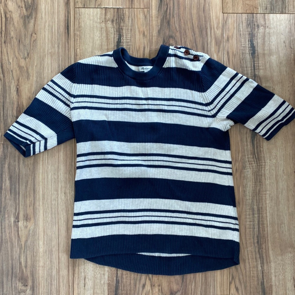 Madewell blue and white stripe tee